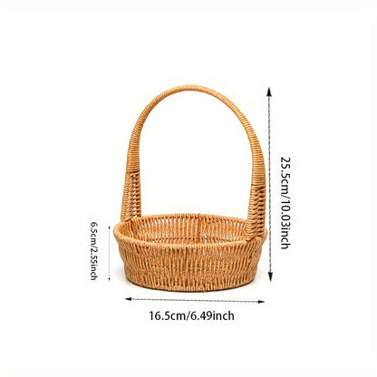 Rattan Wicker Basket | Picnic Gift Flower Fruit Foraging Decor