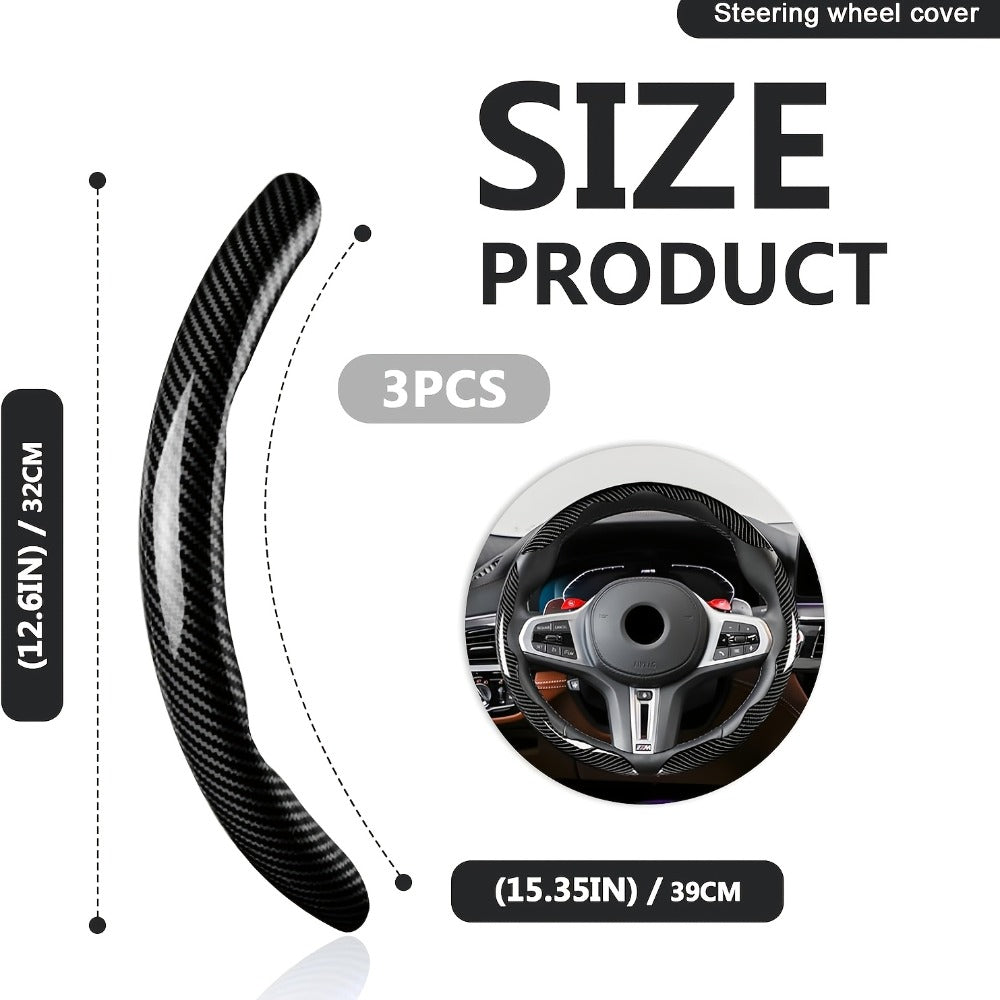 Steering Wheel Cover Carbon Fiber 3Pcs – Anti-Slip Scratch-Resistant Protector for Toyota RAV4, Camry, Corolla, Highlander, Tacoma, Tundra, 4Runner & Sequoia | Black & Red