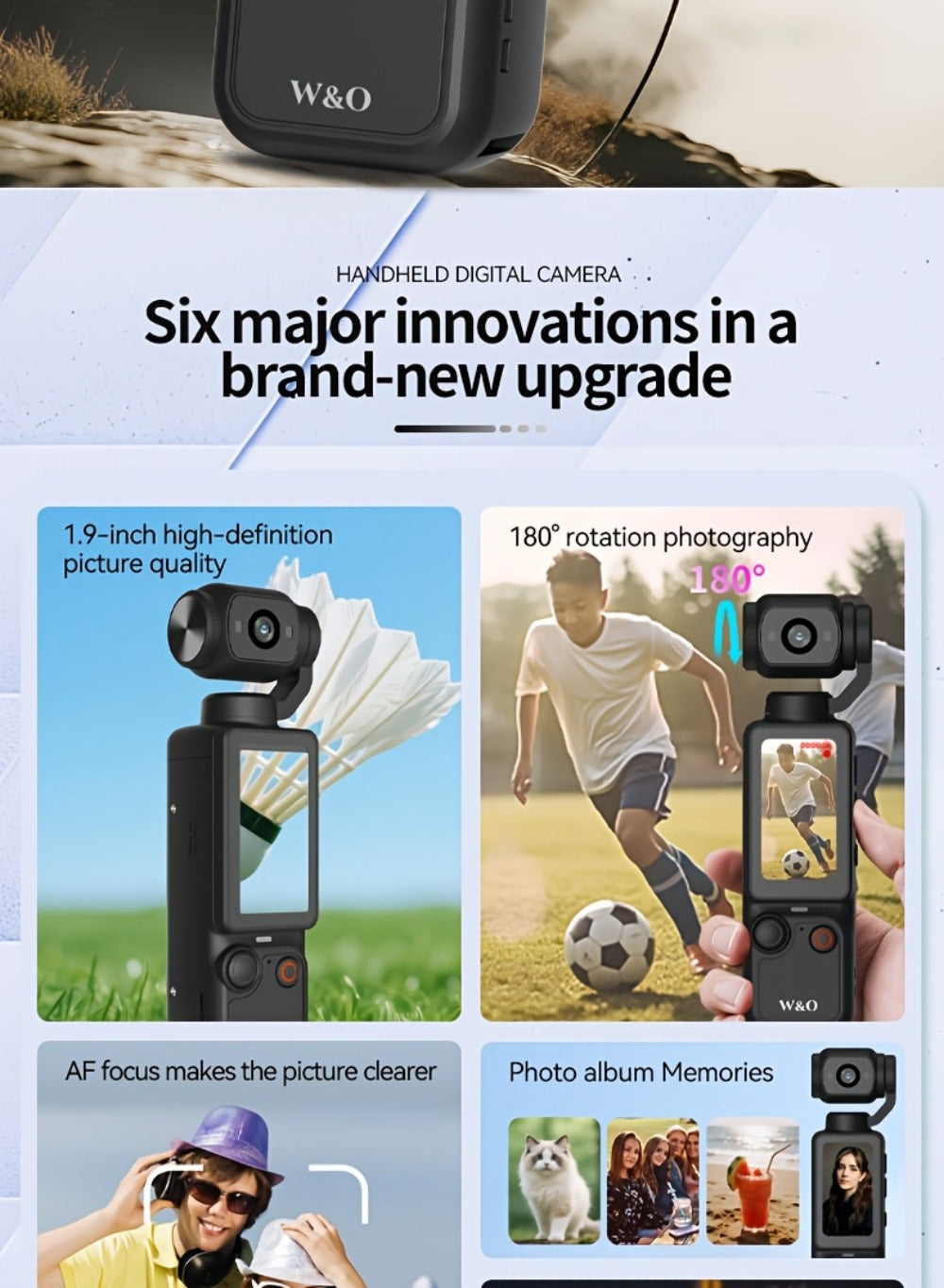 4K UHD Vlogging Action Camera 180° Rotating Lens Anti-Shake 1.9" Screen 2000mAh Battery – Lightweight Travel Cam with Image Stabilization for Vlogging, Hiking & Outdoor Sports | Gift for Teens & Adults