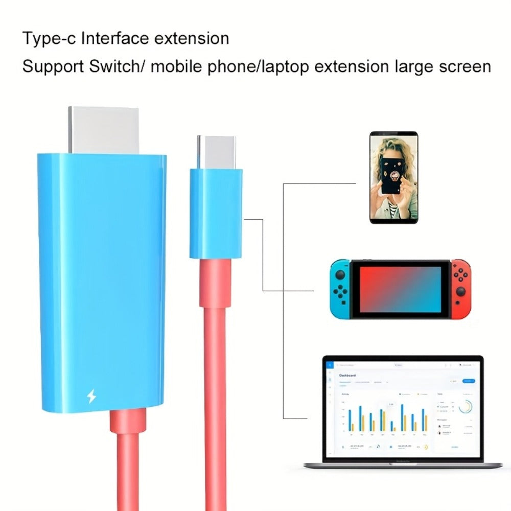 USB C to HDMI Cable 4K 30Hz for Nintendo Switch OLED - PD 100W Charging Portable USB-C HDTV Adapter for Laptop Tablet Phone MacBook