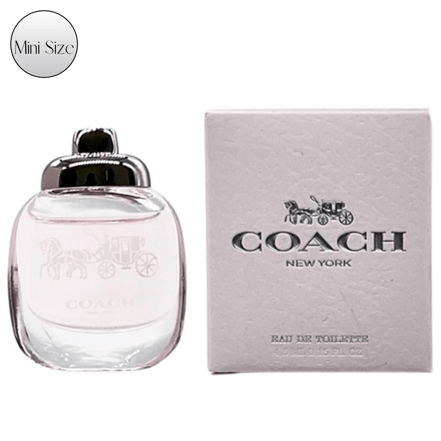 Eau de Toilette Coach New York for Women 4.5ml Mini Bottle with Silver Cap and Pink Boxed Presentation