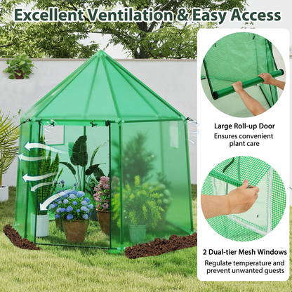 Walk-In Greenhouse All-Weather PE Cover & Rust-Resistant Frame | Zippered Door Vent Windows | Heavy-Duty Outdoor Plant Shelter for Garden Yard Balcony