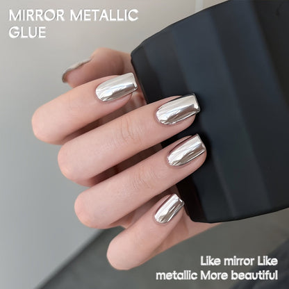 Mirror Metallic Silver Nail Art Gel in XEIJAYI Electroplating-Style Bottle with Cap-Mounted Detail Brush