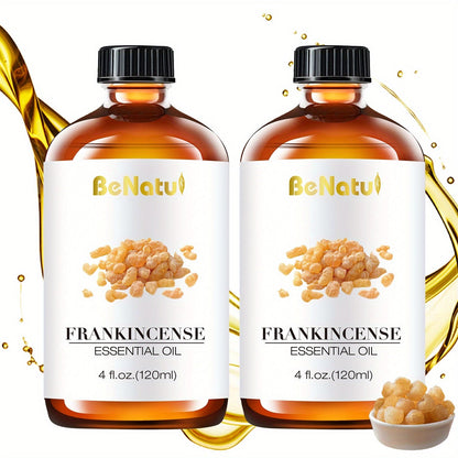 120ml Essential Oil Bottle with Frankincense, Lemon, Lemongrass or Rosemary Labels and 1- or 2-Bottle Options