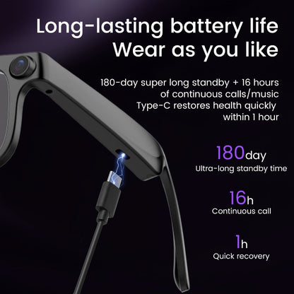 Smart Glasses 2MP Camera Eyewear with 100+ Language Translation, Bluetooth Calls and Black or Clear Lenses