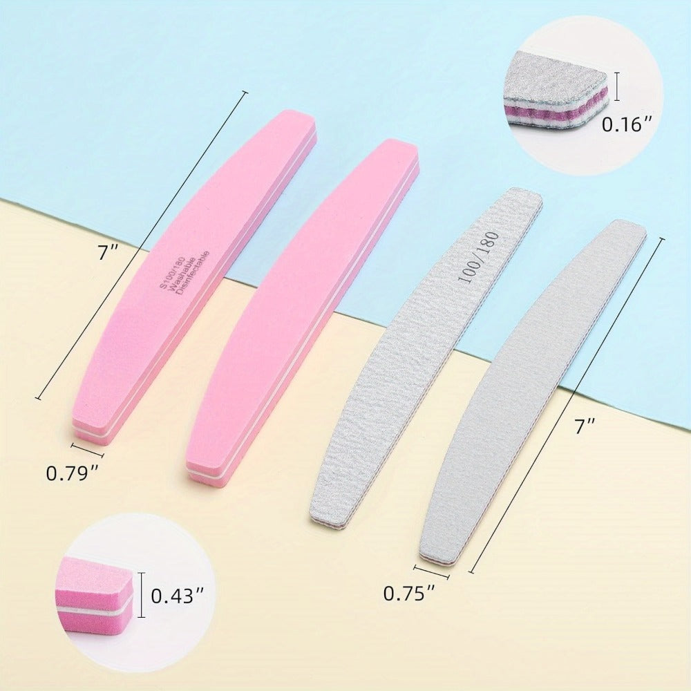 20- or 35-Piece Pink and Purple Nail File and Buffer Set with 100/180 Grit Double-Sided Boards