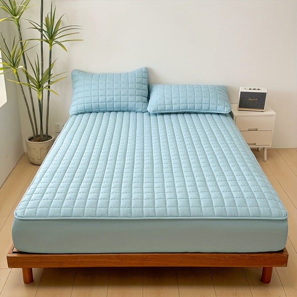 Channel-Quilted Fitted Mattress Protector in Six Colors and Full, Queen or King Size Options