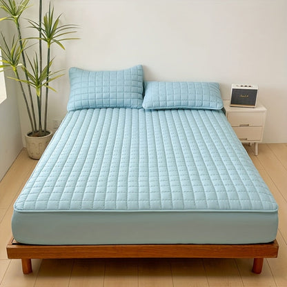 Channel-Quilted Fitted Mattress Protector in Six Colors and Full, Queen or King Size Options