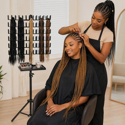 144-Peg Adjustable Two-Sided Braiding Hair Rack with Tray in Pink, Black or White Finish Options