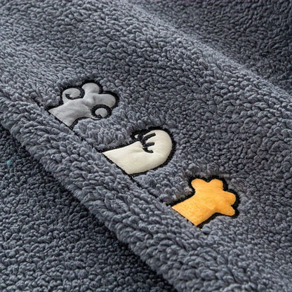 Sofa Cover Thick Plush Shearling Panels with Animal and Bone Embroidery and Non-Slip Feature for 2 to 4 Seats