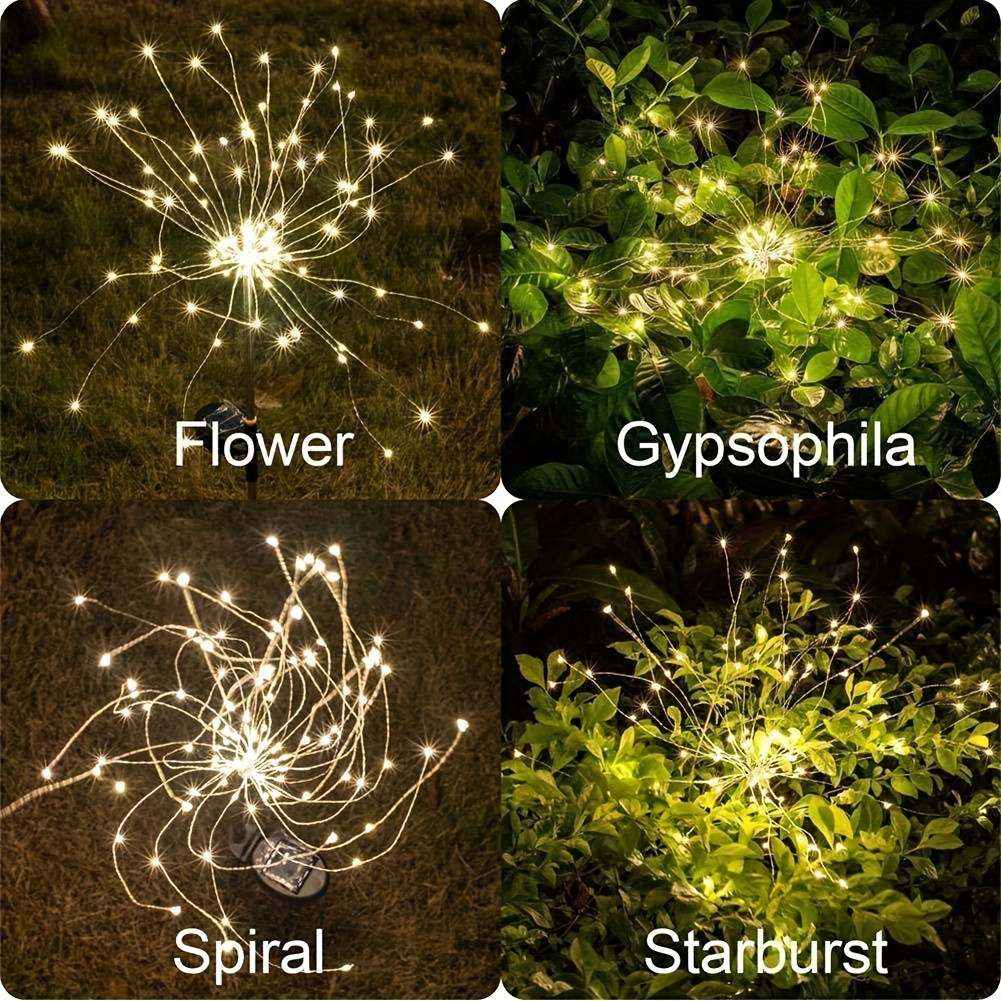 Solar Garden Lights Dandelion Firework Stakes with Remote, 540/1080 LEDs, 8 Modes and 6/12 Packs