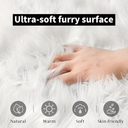 Soft Fluffy Wavy Area Rug Imitation Plush Carpet for Living Room Bedroom Modern Decorative Non-Slip Floor Mat Multi-Size Options