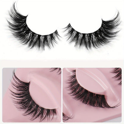 Cat-Eye False Eyelashes Set with 15 Pairs in Three Pink Storage Trays and Clear Lash Bands