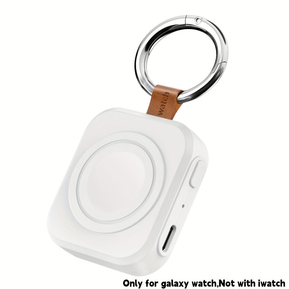 Samsung Galaxy Watch Charger Portable 1200mAh Wireless Fast Charging Power Bank Keychain Compatible Galaxy Watch 8 Ultra 7 6 Classic 5 Pro 4 3 Active 2 – Compact Travel Charger Black White