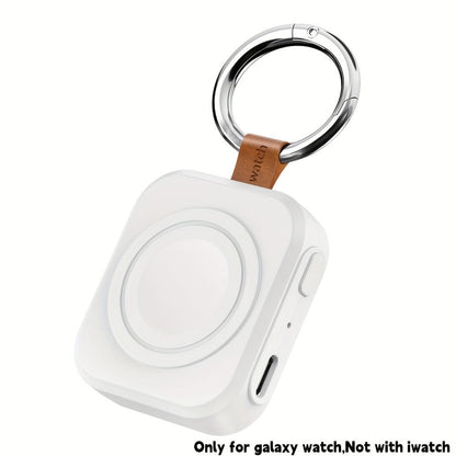 Samsung Galaxy Watch Charger Portable 1200mAh Wireless Fast Charging Power Bank Keychain Compatible Galaxy Watch 8 Ultra 7 6 Classic 5 Pro 4 3 Active 2 – Compact Travel Charger Black White