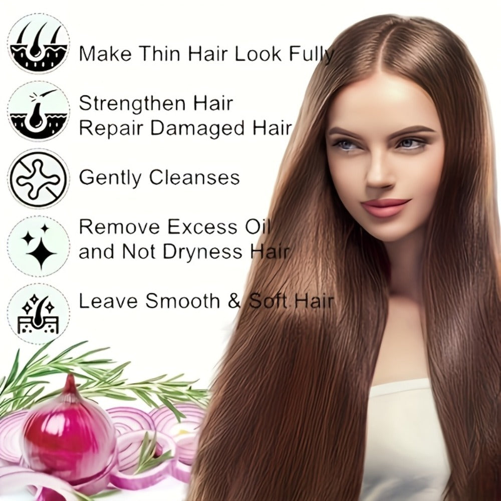 Onion Biotin Shampoo and Conditioner Set — Rosemary & Jojoba Oil, Anti-Dandruff, Strengthening & Nourishing for Dry Rough Damaged Hair, Promotes Hair Growth, Smoothing Formula, Men & Women