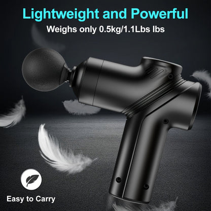Compact Massage Gun with Six Speed Settings, Four or Eight Interchangeable Heads and Blue or Black Finish Options