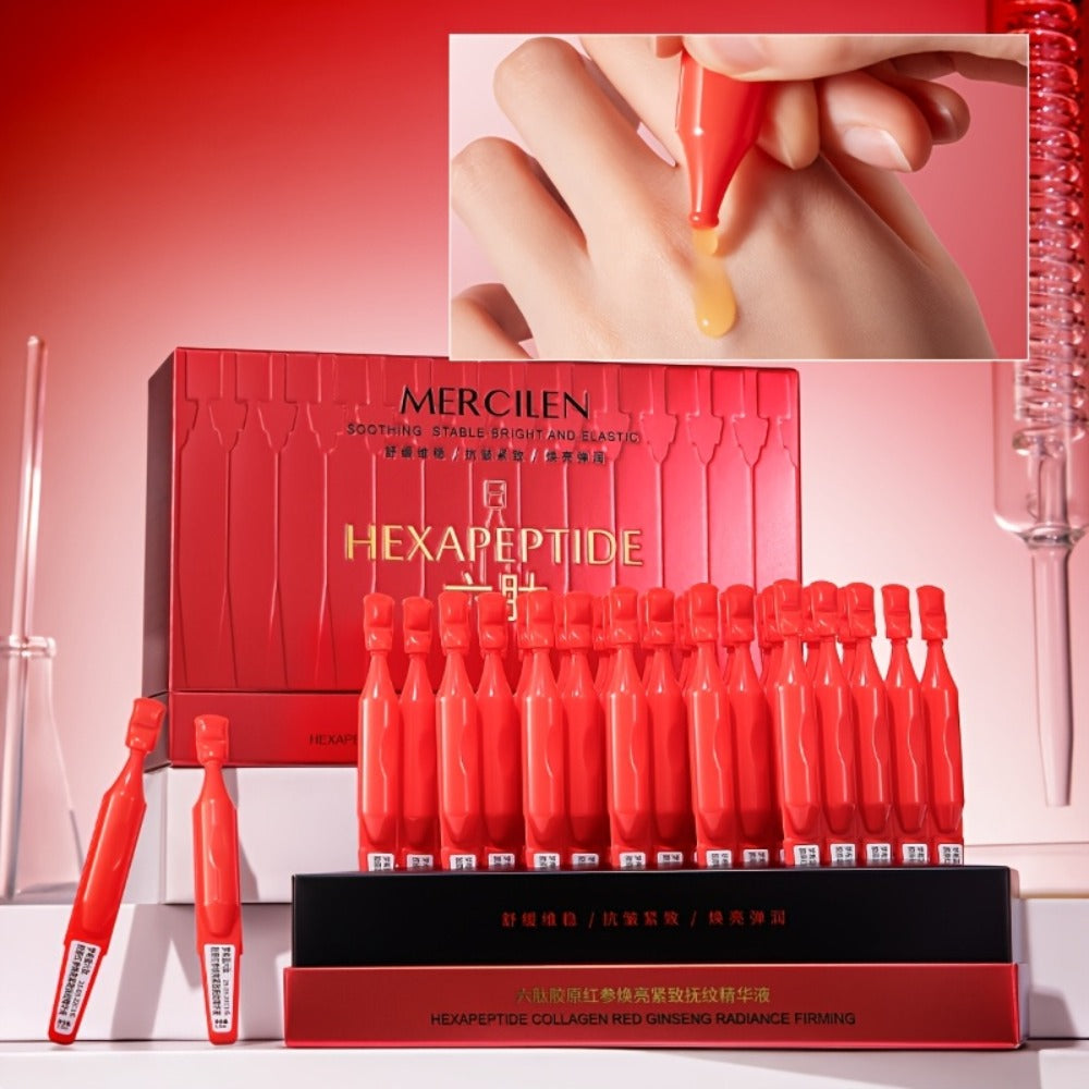 Face Serum Mercilen Red Ginseng 6-Peptide Collagen Ampoule Box with 30 Individually Packed Portions