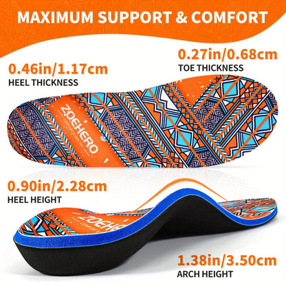 ZOEHERO Geometric Arch-Support Insoles with Deep Heel Cup and Ten Men's and Women's Size Options