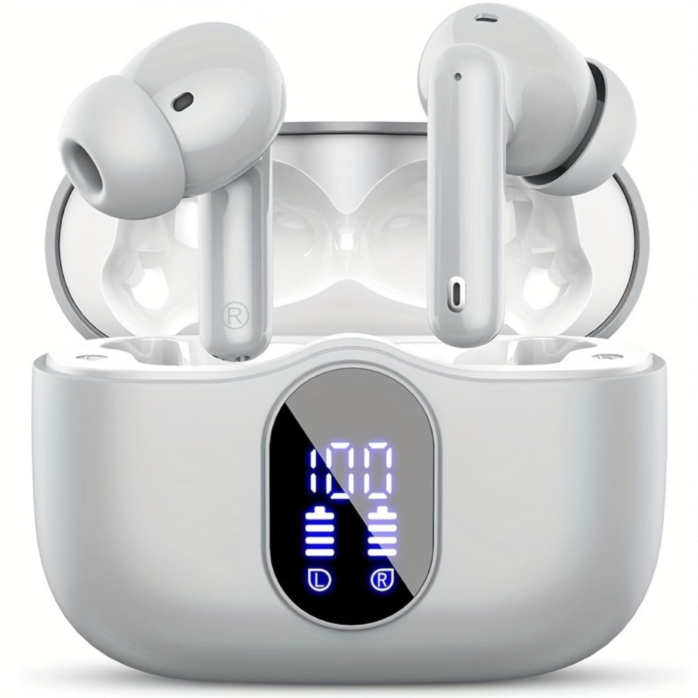 Wireless Earbuds Bluetooth 5.3 with ENC Mic, 36-Hour Playback, LED Case and IPX4 Protection