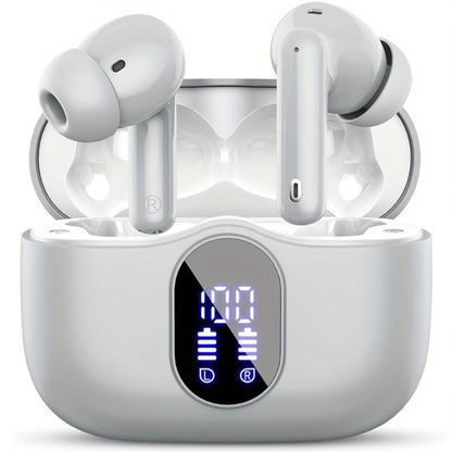 Wireless Earbuds Bluetooth 5.3 with ENC Mic, 36-Hour Playback, LED Case and IPX4 Protection