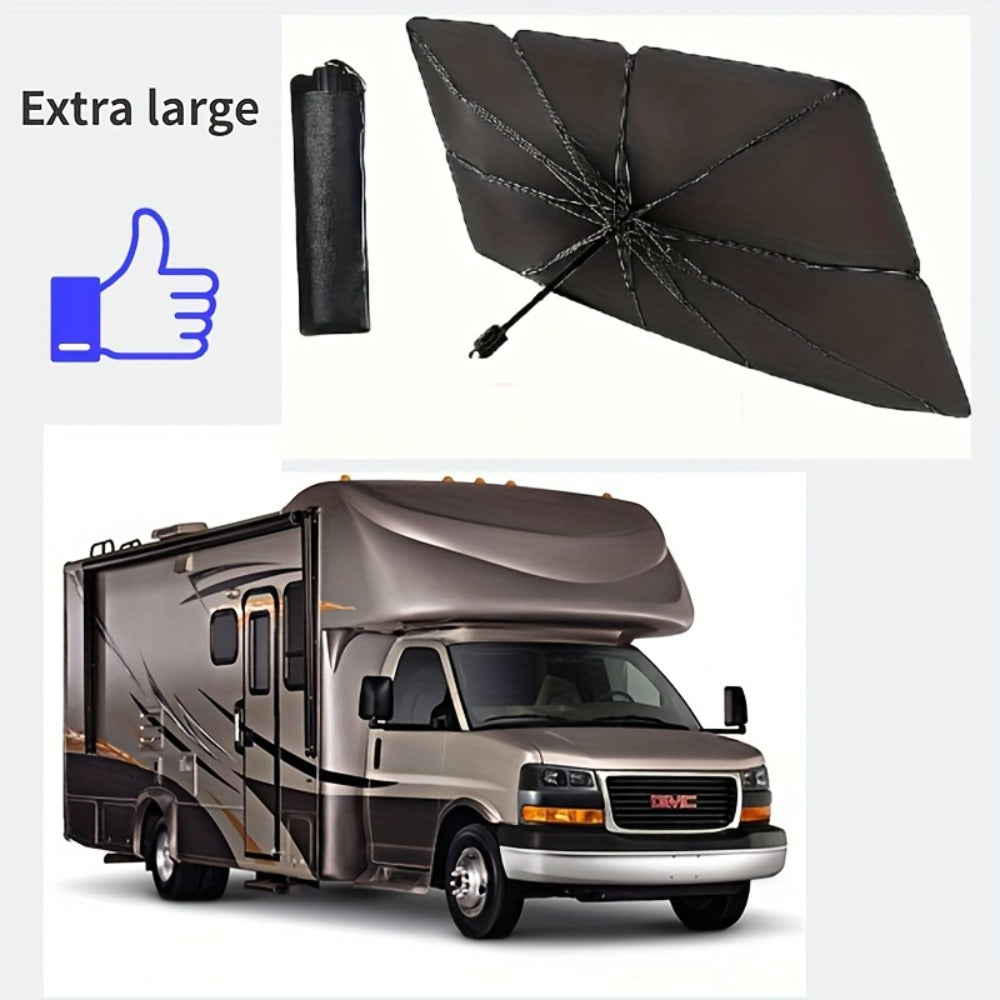 Windshield Sunshade Extra Large – Titanium Silver Retractable Car Sun Shade for UV & Heat Protection | Universal Fit for Car, Truck & RV