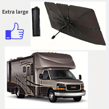 Windshield Sunshade Extra Large – Titanium Silver Retractable Car Sun Shade for UV & Heat Protection | Universal Fit for Car, Truck & RV