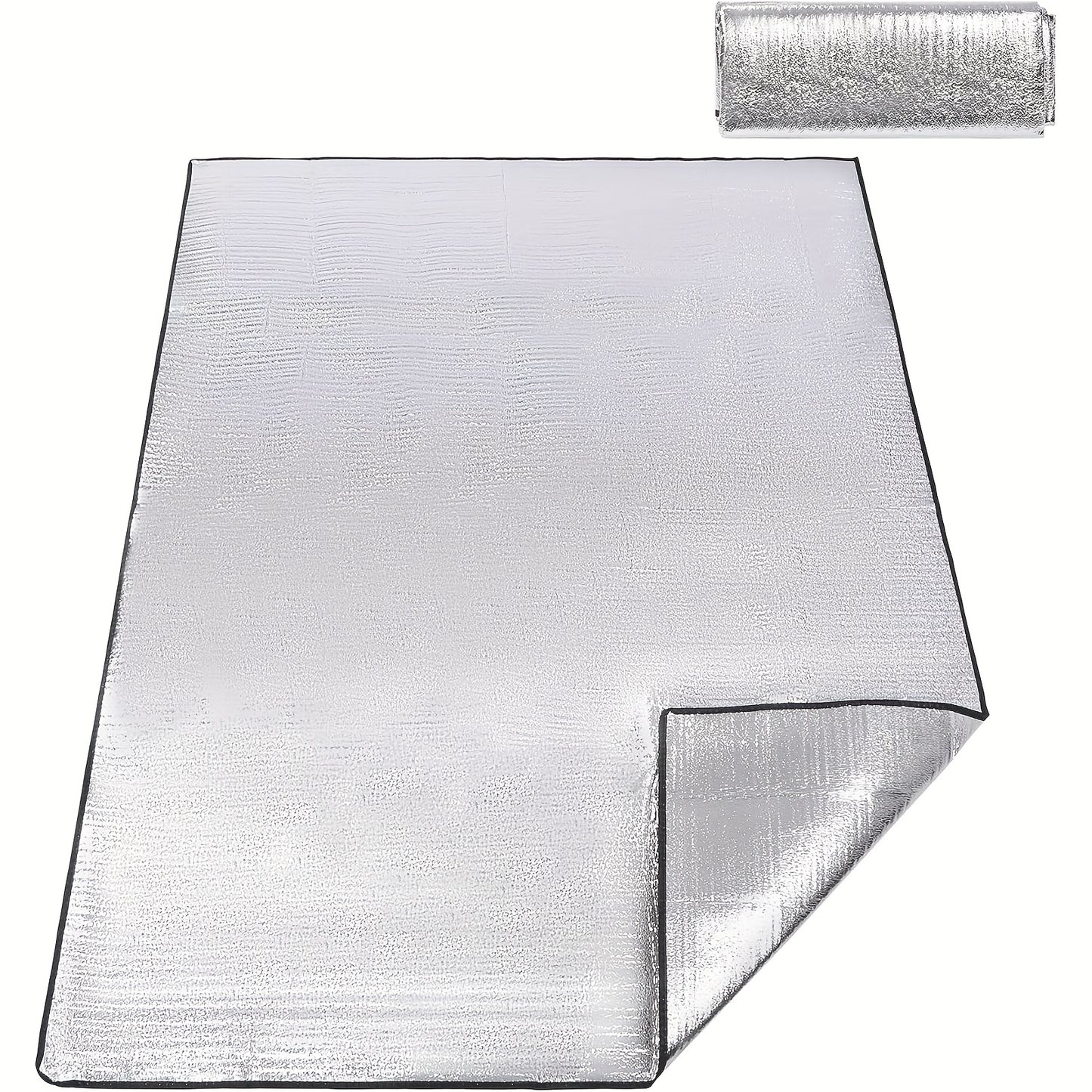 Two-Piece Foldable Camping Mat Set with Silver-Tone Surface and Displayed 78.74 x 39.37-Inch Size