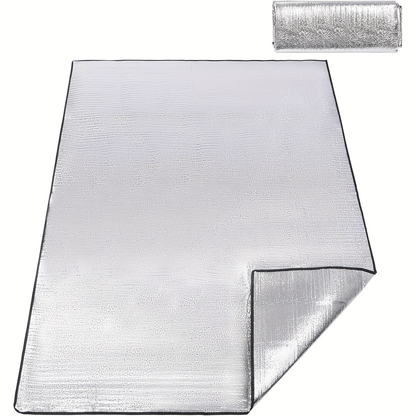 Two-Piece Foldable Camping Mat Set with Silver-Tone Surface and Displayed 78.74 x 39.37-Inch Size