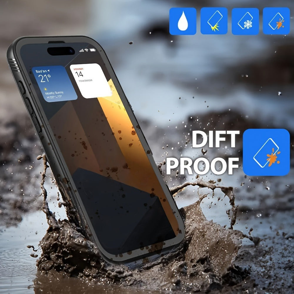 Waterproof iPhone Case Built-In 9H Tempered Glass Screen Protector 360 Full Body Shockproof Dustproof Underwater Cover for iPhone 16 15 14 13 12 11 SE 8 7 – 3M Submersible Drop Proof