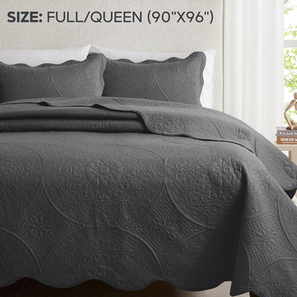 Quilted Bedspread Set 3 Piece – Soft Floral Coverlet with Pillow Shams, Lightweight Breathable Quilt for Bedroom & Guest Room, All Season Bed Cover