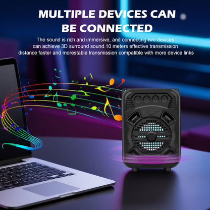 Portable Bluetooth Speaker with LED Light, Stereo Bass Listing and Up to 10 Hours Playtime in Black