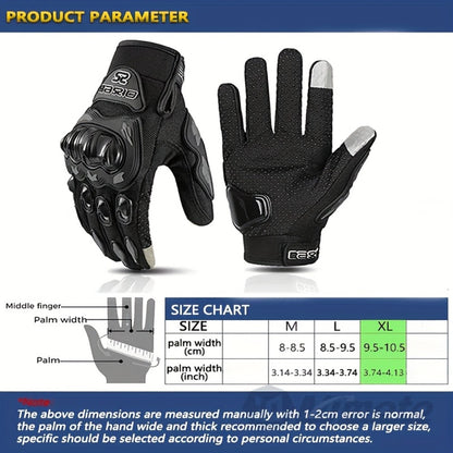 Motorcycle Gloves Full Finger Summer Breathable Touchscreen Hard Shell Protection Non-Slip Motocross Racing Gloves for Men Women, Black Red, M L XL