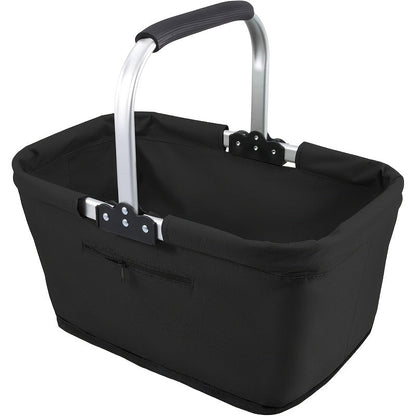 Foldable Insulated Picnic Tote Basket with Oxford Cloth Body, Aluminum Frame and Zippered Pocket