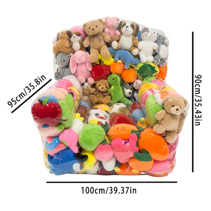 Transparent Plush Toy Storage Bag with Zipper Closure, Openable 100 x 90 cm Clear Organizer Cover