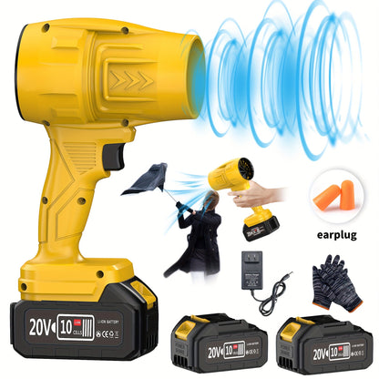 20V Cordless Leaf Blower with 50,000 RPM Marking, Yellow or Green Body and Six Dual-Battery Package Options