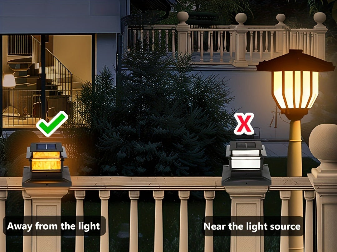 Six-Pack Solar Fence Post Cap Light Set for 4 x 4, 5 x 5 or 6 x 6 Posts with Amber Illumination