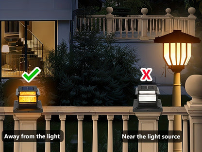 Six-Pack Solar Fence Post Cap Light Set for 4 x 4, 5 x 5 or 6 x 6 Posts with Amber Illumination