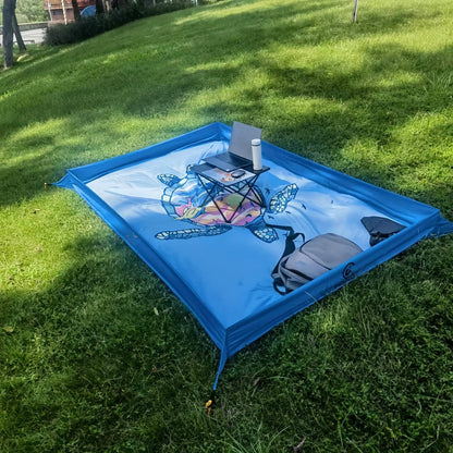 Beach Blanket with Sand Walls Fence Sandproof Waterproof 55x86in with 4 Stakes & Carry Bag for Family Picnic Camping Park Travel – 6 Printed Styles