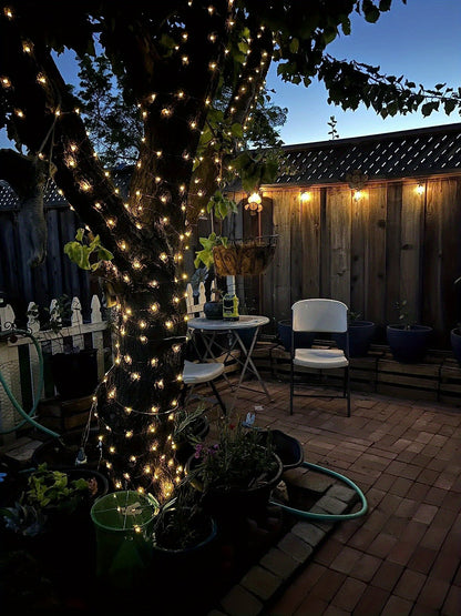 Solar String Lights Outdoor 2 Pack 104Ft 300LED IP65 Waterproof 8 Modes Fairy Lights for Garden Yard Patio Tree Christmas Wedding Party Decor