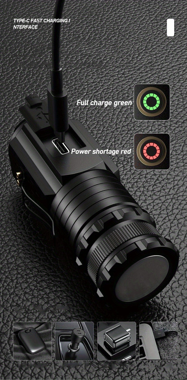 Flashlight 2000-Lumen Mini EDC Torch with Type-C Charging, Tail Magnet and Four Battery-Body Options