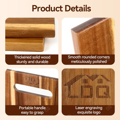Extra-Long 36 x 11-Inch Wood-Color Charcuterie Board with Recessed Handles and Two Display Stands