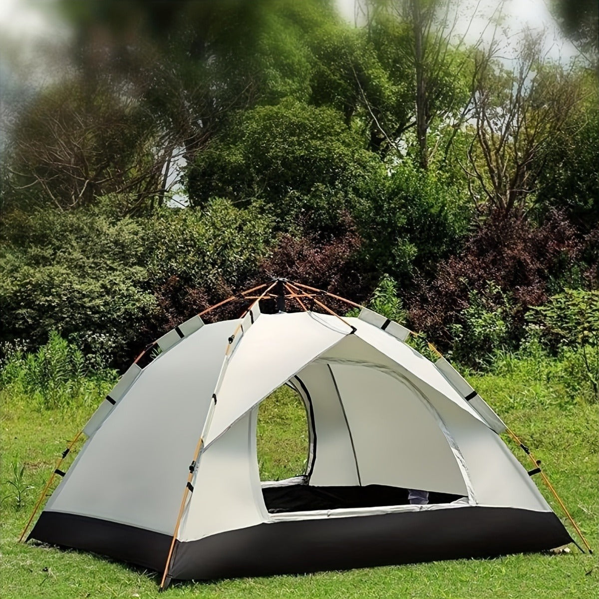 Camping Tent Cloud-Gray Pop-Up with Two Doors, Optional Mesh Windows and Two Source Dimensions