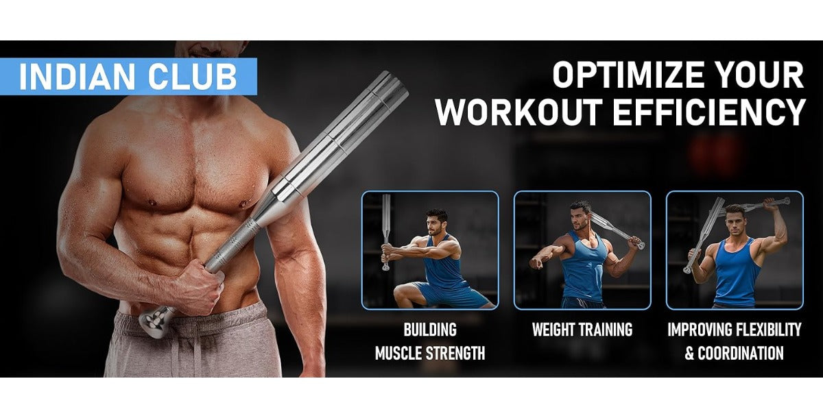 Fitness Equipment Adjustable Steel Club Set in Six Weights from 6.5 to 17.5 lb with Knurled Handles