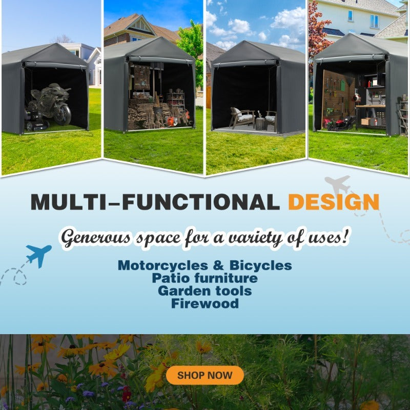 Outdoor Storage Shed Carport Canopy Portable Shelter PE Tarpaulin