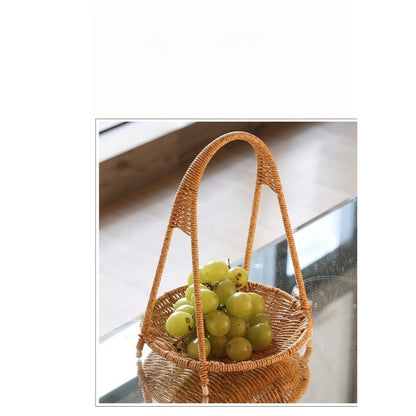 Tiered Serving Tray Rattan Style Round Multi-Layer Fruit Snack Display Stand for Parties Weddings Buffets Nuts Desserts Space-Saving Elegant
