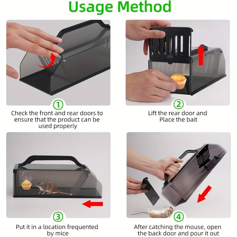 Humane Mouse Trap Live Catch - Fully Automatic Transparent Continuous Capture No-Kill Rodent Trap for Indoor Home, Kitchen, Garage & Outdoor Use