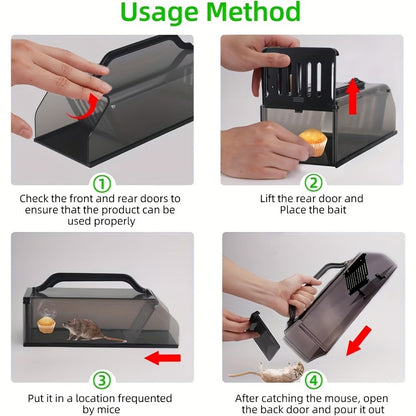 Humane Mouse Trap Live Catch - Fully Automatic Transparent Continuous Capture No-Kill Rodent Trap for Indoor Home, Kitchen, Garage & Outdoor Use