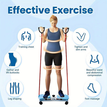Fitness Equipment Waist Twist Stepper with Resistance Tubes, 360-Degree Pedal Motion and Three Options