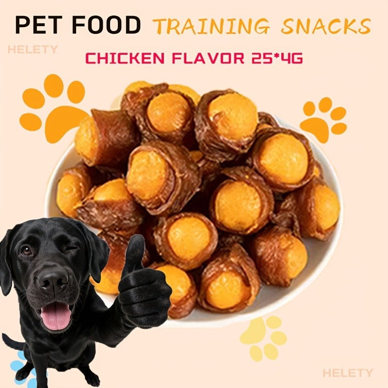 Dog Treats Chicken, Duck and Egg Yolk Assortment with Multi-Bag, 350g and 25 x 4g Options for Dog Reward Use